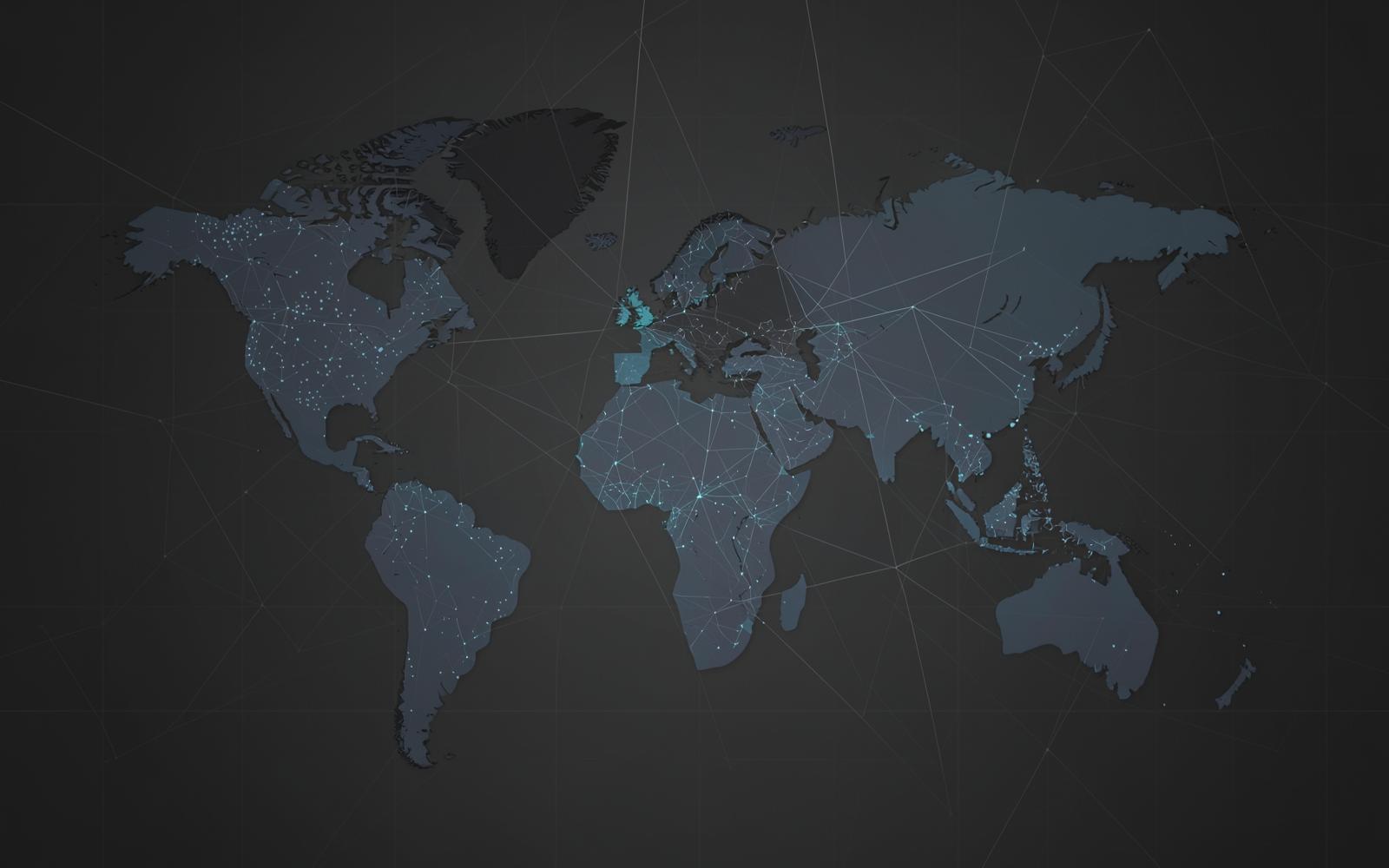 Abstract map showing connected regions across the GCC and Europe
